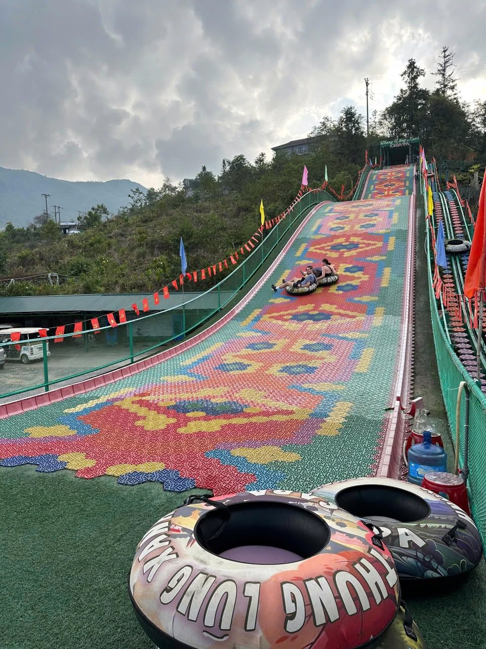 The colourful Rainbow Slide attraction in Sa Pa