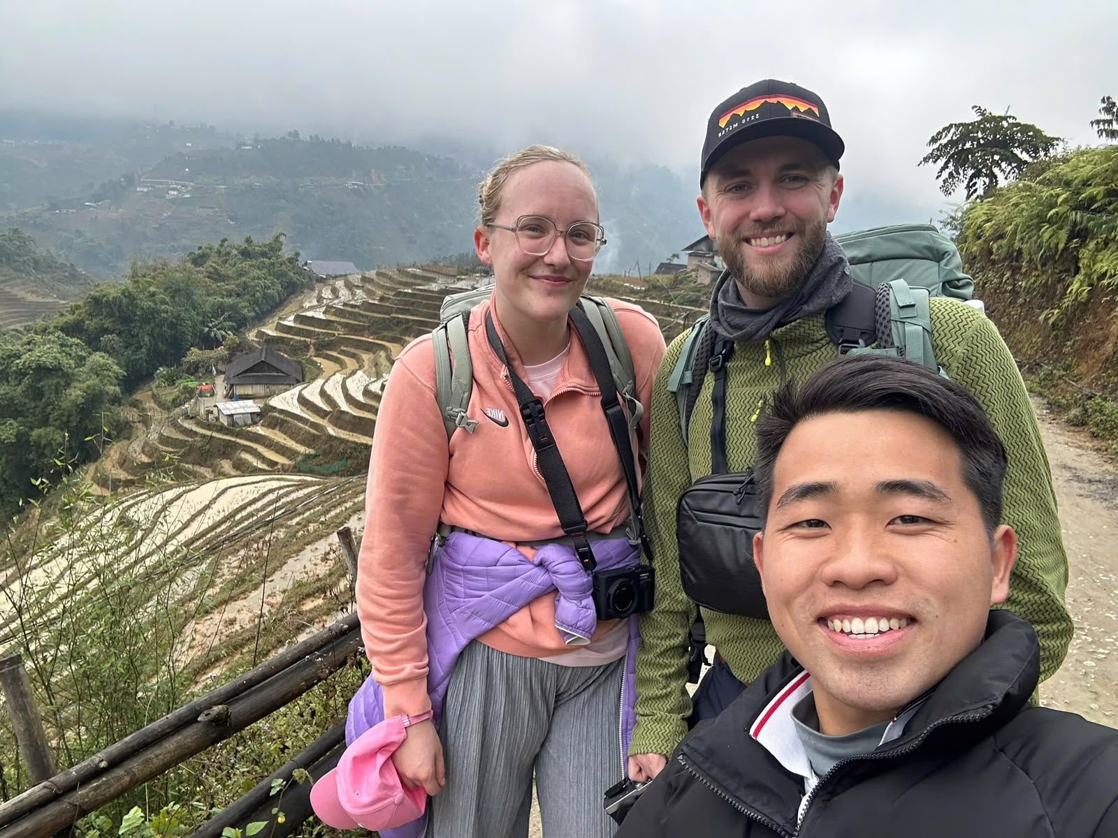 Do with two guests beside terraced fields in Sa Pa